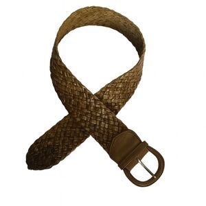 OMEGA Brown Woven Leather Braided Belt Boho Chic Size M